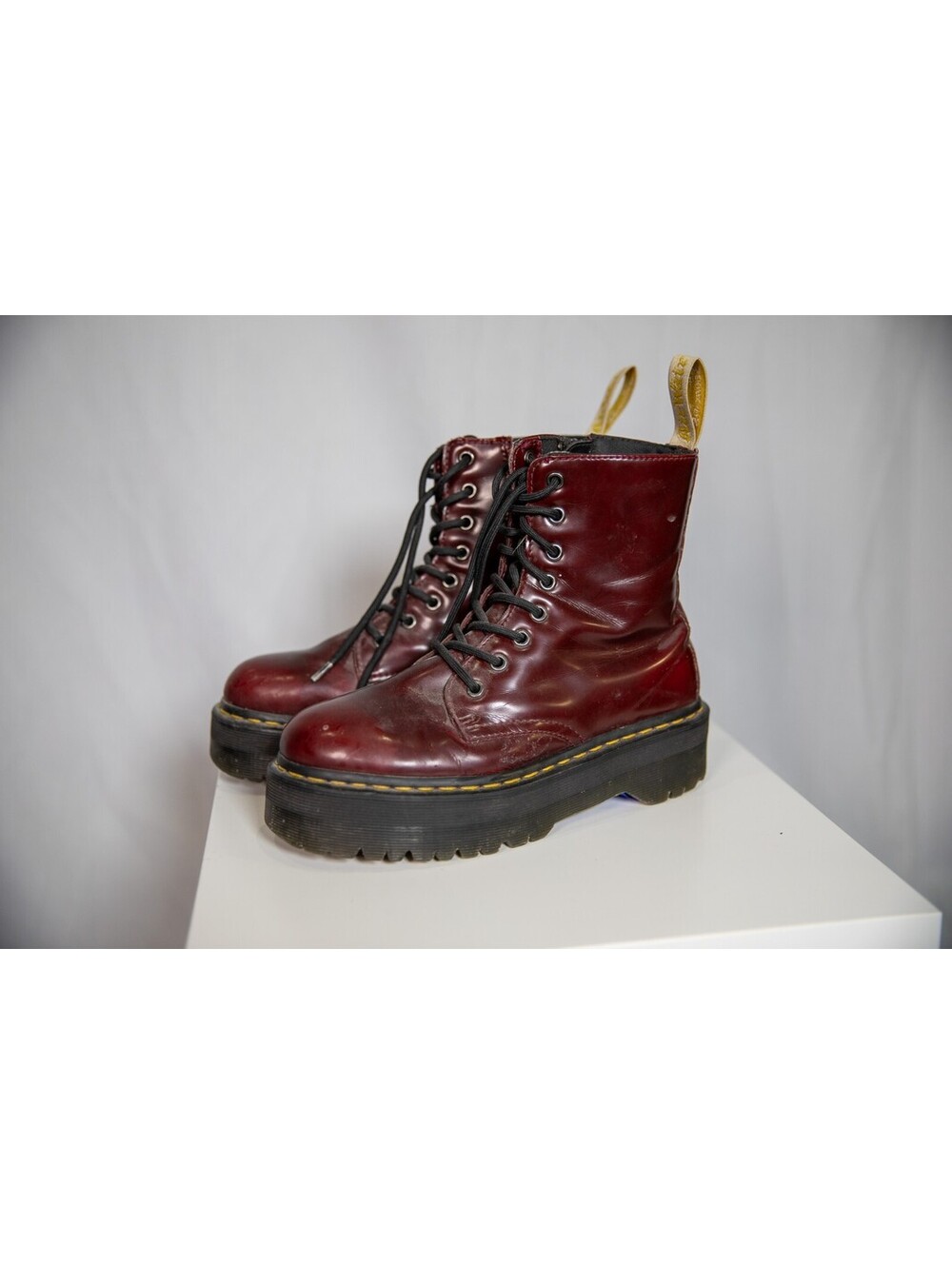 Dr. Martens V Jadon II Smooth Leather Boot Burgundy Cherry Oxblood Sz 7M / 8L